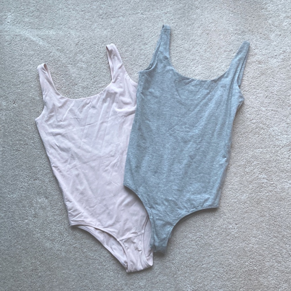 Everlane “The Bodysuit” in Gray and Pink